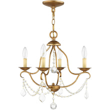 Load image into Gallery viewer, 18" Four Light Dimmable Chandelier With Shades - Gold
