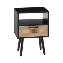 Load image into Gallery viewer, 15.75" Rattan End Table With Drawer And Solid Wood Legs, Modern Nightstand, Side Table For Living Room, Bedroom
