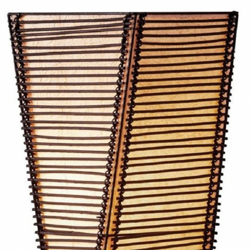 Floor Lamp With Black And Tan Twisted Cylinder Shade - Black