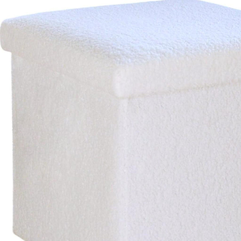 15" Boucle Cube Storage Ottoman - White