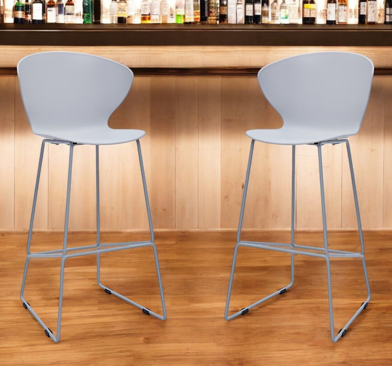 Heavy Duty Plastic And Metal Low Back Bar Height Bar Chairs (Set of 2) - Gray