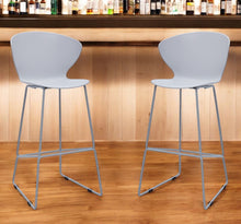 Load image into Gallery viewer, Heavy Duty Plastic And Metal Low Back Bar Height Bar Chairs (Set of 2) - Gray
