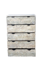 Load image into Gallery viewer, 35" Carved Abstract Solid Wood Five Drawer Dresser - White
