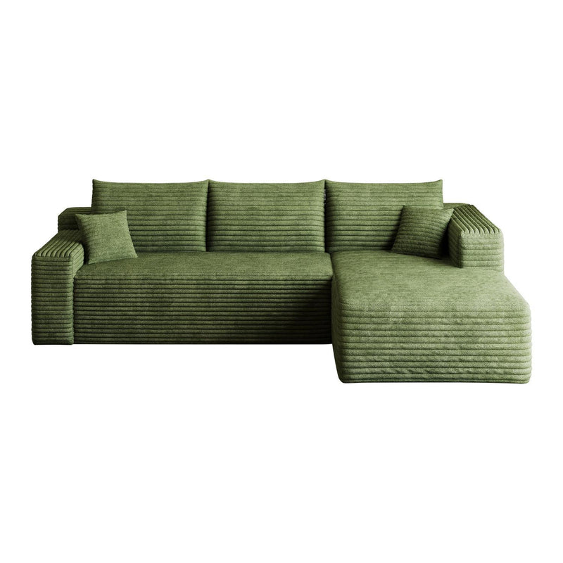 Corduroy Modular L Shaped Sofa And Chaise Sectional (762667) - Green