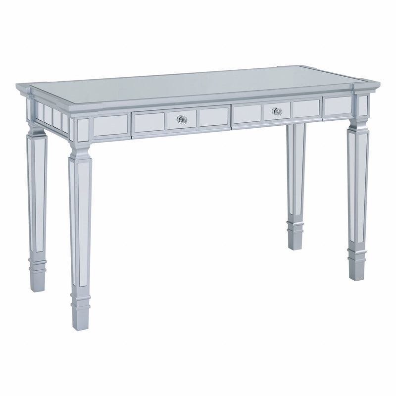 Mirrored Writing Desk With Two Drawers - Silver