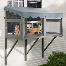 Load image into Gallery viewer, Window Perch Catio For Indoor Cats, Expandable Enclosure With Secure Frame And Waterproof Roof, Suitable For Multiple Kittens - Gray
