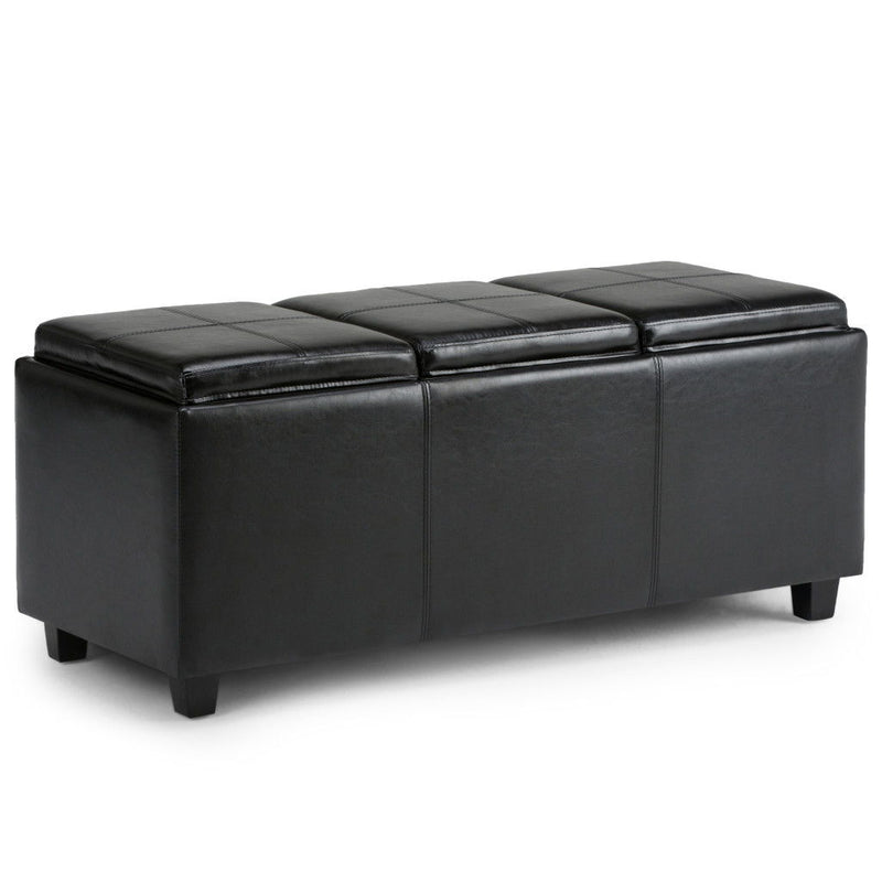 42" Upholstery Storage Ottoman - Dark Brown / Black