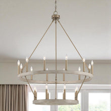 Load image into Gallery viewer, 48'' Candle Style Multi Light Metal Dimmable Chandelier - Brass
