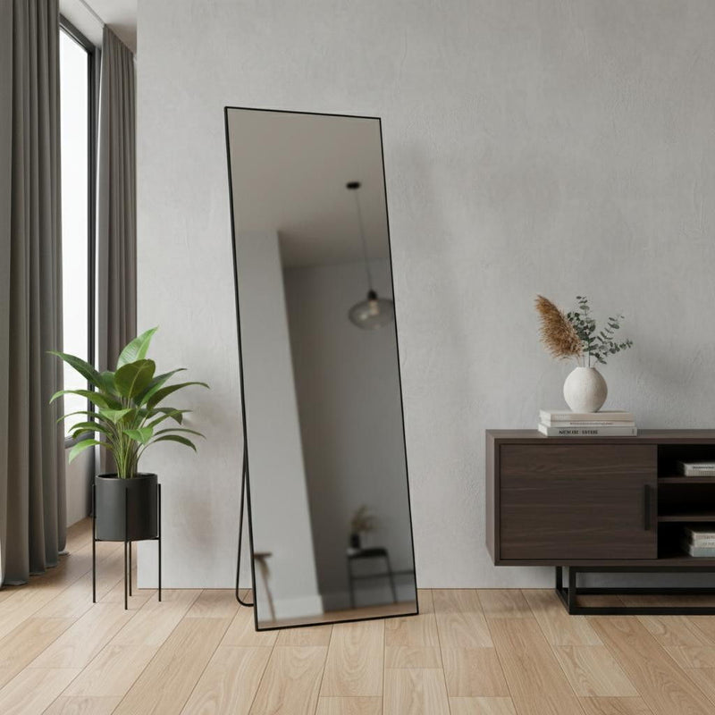 63" Metal Freestanding Framed Standing Mirror - Black