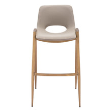 Load image into Gallery viewer, 30" Faux Leather And Steel Low Back Bar Height Bar Chairs (Set of 2) - Beige / Gold

