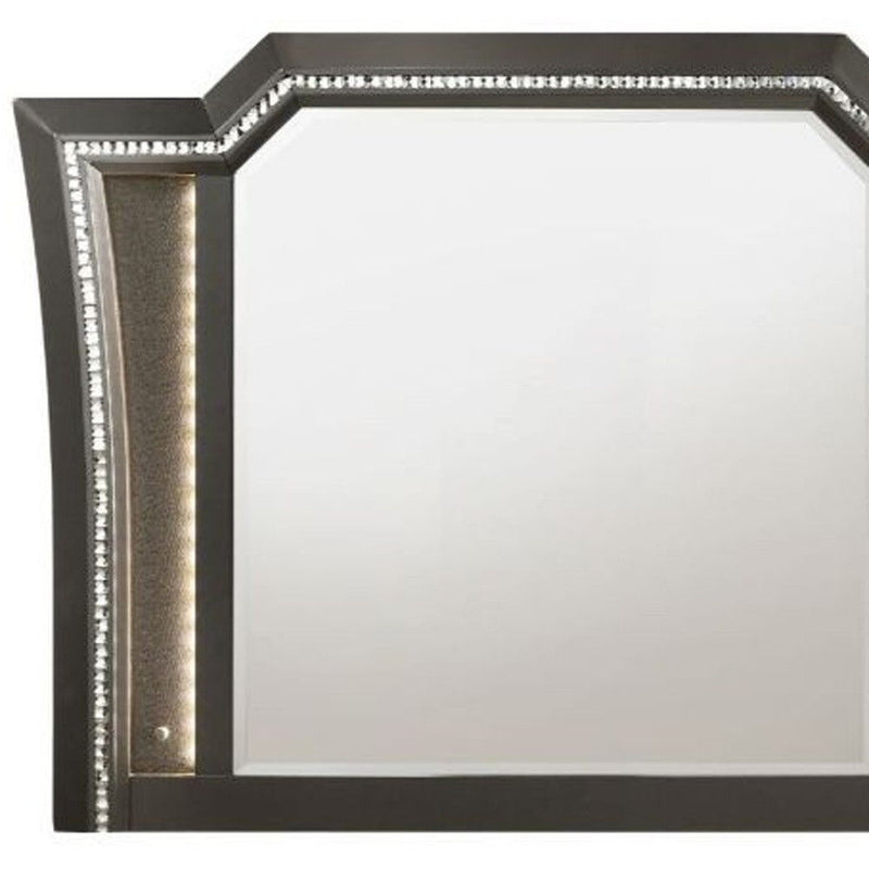 38" Lighted Abstract Framed Mounted Dresser Mirror - Gunmetal