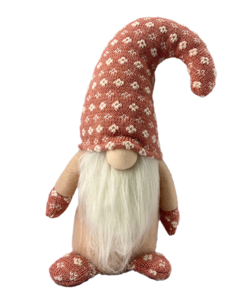 Fabric Christmas Santa Standing Gnome - Pink / White