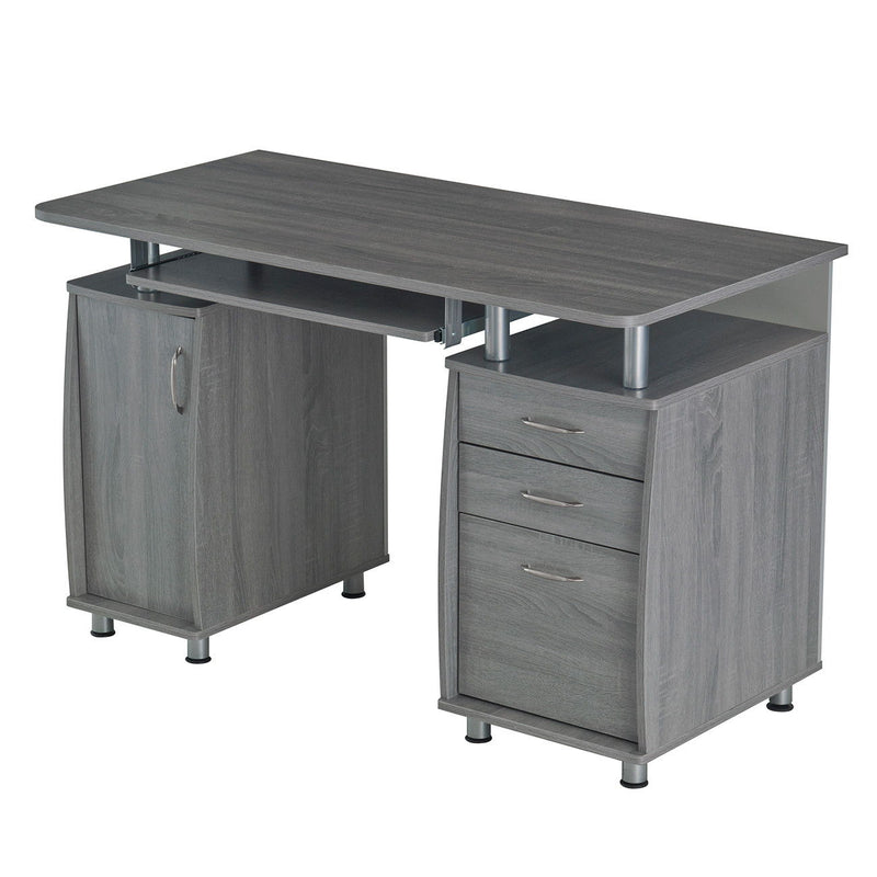 Pedestal Computer Desk With Three Drawers (723749) - Gray