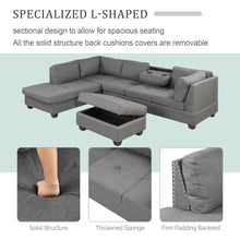 Load image into Gallery viewer, 104.5&quot; Reversible Sectional Sofa Space Saving with Storage Ottoman Rivet Ornament L-shape Couch for Small or Large Space Dorm Apartment,Gray(old SG000405AAA)
