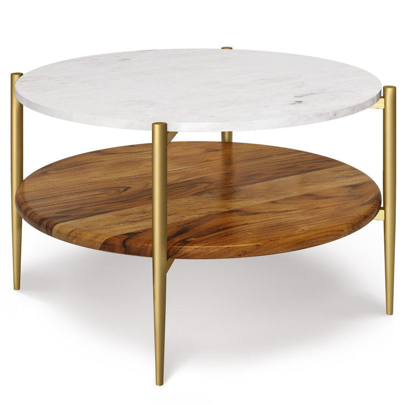 17" Solid Wood Round End Table - White