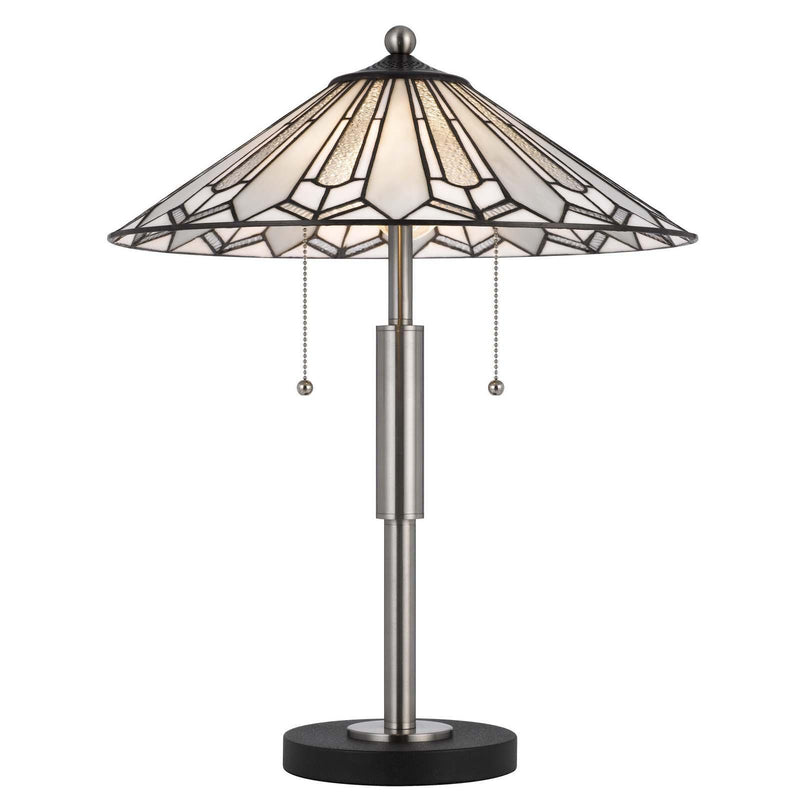 Abstract Two Light Round Tiffany Lamp With Empire Shade - Black