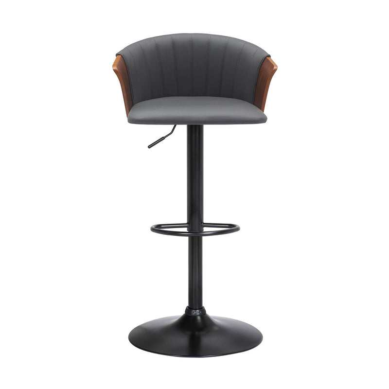 Faux Leather With Metal Swivel Adjustable Height Bar Chair - Dark Gray, Brown And Black