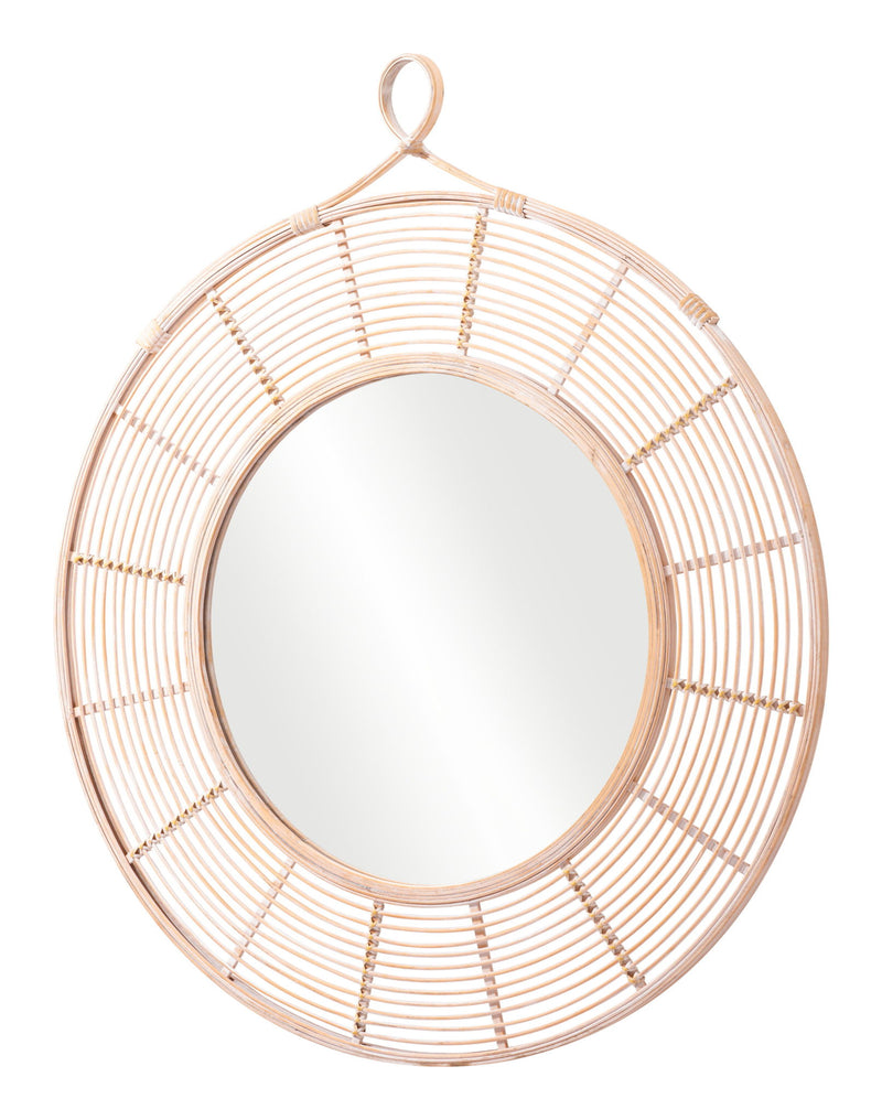 37" Round Framed Accent Mirror - Natural