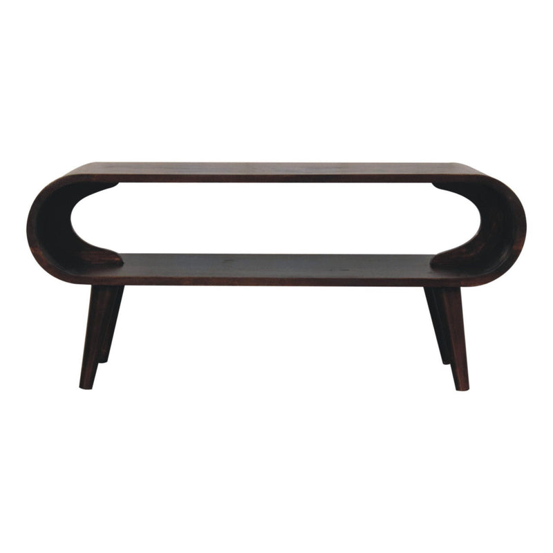 35" Solid Wood Coffee Table With Shelf - Walnut