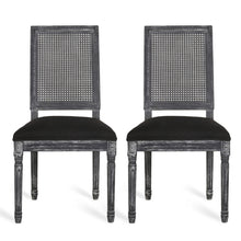 Load image into Gallery viewer, French Country Dining Chair With Rectangular Cane Backrest And Smooth Upholstered Seating
