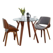 Load image into Gallery viewer, Folia - 3 Piece Dining Set Round Fabrizzi Mid-Century Modern - Walnut / Gray
