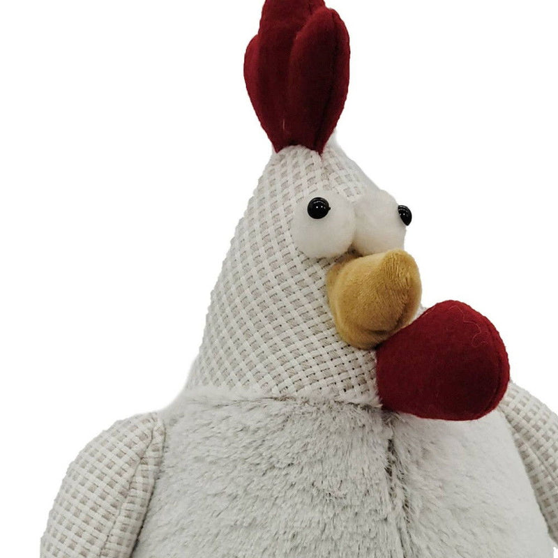 Fabric Rooster Figurine - White / Yellow / Red