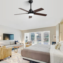 Load image into Gallery viewer, Modern Ceiling Fan With 3 Color Dimmable Light 5 Blades Remote Control Reversible Dc Motor For Bedroom - Black
