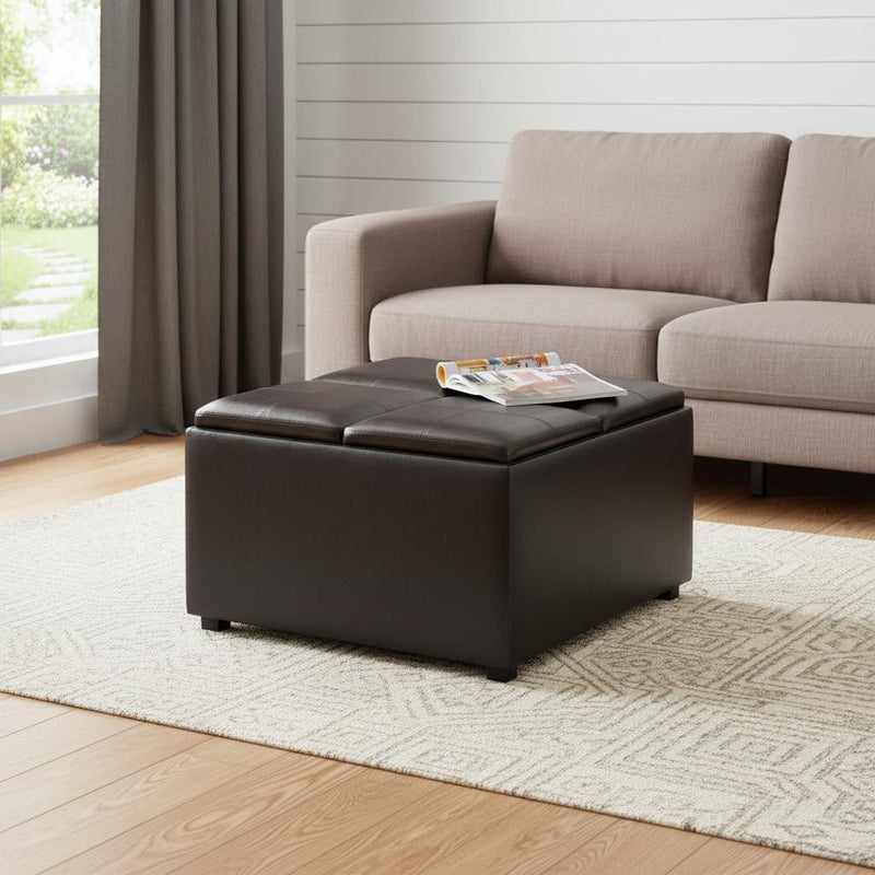 35" Cocktail Ottoman With Storage - Brown
