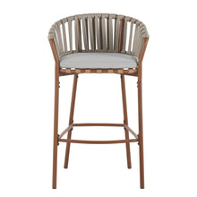 Load image into Gallery viewer, Lodi - Outdoor Matal Rope Barstool, Teak / Beige (Set of 2) - Teak / Beige
