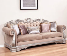 Load image into Gallery viewer, Velvet Sofa And Toss Pillows With Champagne Legs - Light Pink
