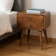 Load image into Gallery viewer, 22" Modern Solid Wood Two Drawer Nightstand - Chestnut
