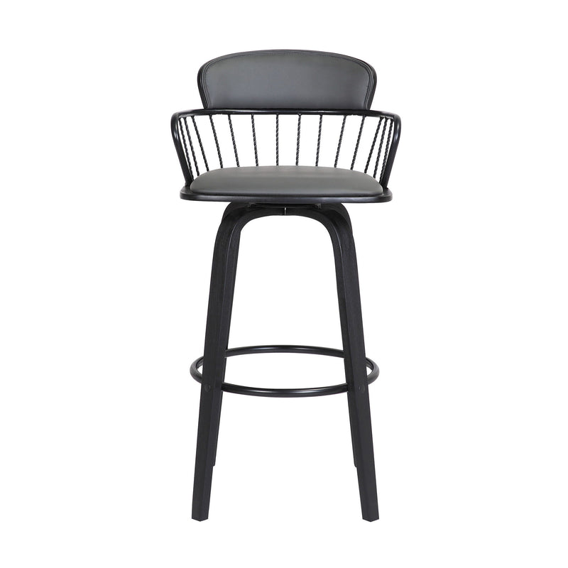 Faux Leather Swivel Low Back Counter Height Bar Chair - Gray And Black