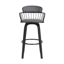Load image into Gallery viewer, Faux Leather Swivel Low Back Counter Height Bar Chair - Gray And Black
