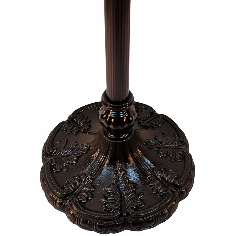 62" Traditional Shaped Floor Lamp With Stained Glass Bowl Shade - Brown / White