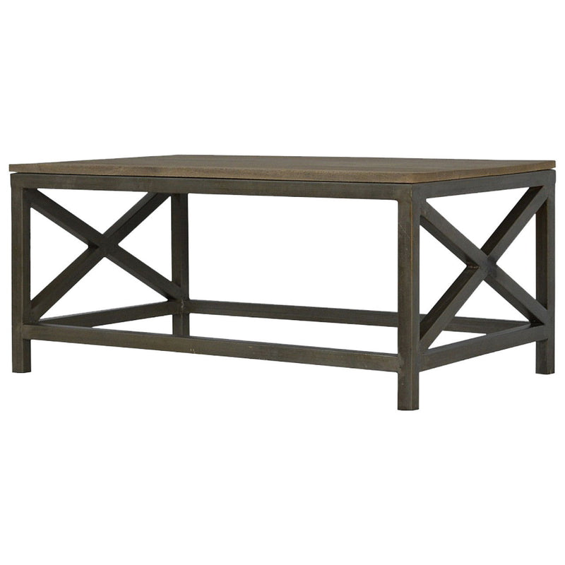 Solid Wood And Iron Coffee Table - Black