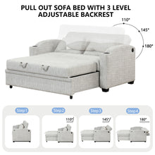 Load image into Gallery viewer, Pull Out Loveseat Sofa With Adjsutable Backrest, 2 Pillows, Cup Holders, USB Ports For Living Room
