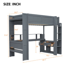 Load image into Gallery viewer, Gaming Loft Bed With Desk, Multi Storage Shelves, LED And Charging Station
