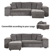 Load image into Gallery viewer, 104&quot; Modern L-Shape 3 Seat Reversible Sectional Couch, Pull Out Sleeper Sofa with Storage Chaise and 2 Stools for Living Room Furniture Set,Knox Charcoal (old sku:SG000431AAA)
