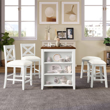 Load image into Gallery viewer, 5 Pieces Counter Height Rustic Farmhouse Dining Room Wooden Bar Table Set With 2 Stools And 2 Chairs
