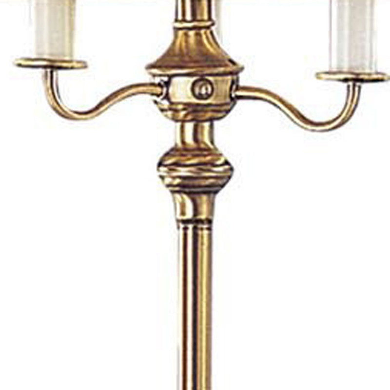 60" Four Light Traditional Shaped Floor Lamp With Beige Square Shade - Bronze