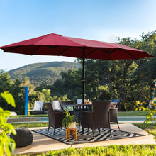 Load image into Gallery viewer, Double- Sided Outdoor Market Umbrella With Lights And Base
