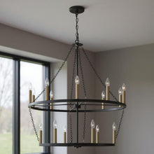 Load image into Gallery viewer, Candle Style Multi Light Metal Dimmable Chandelier - Black / Gold

