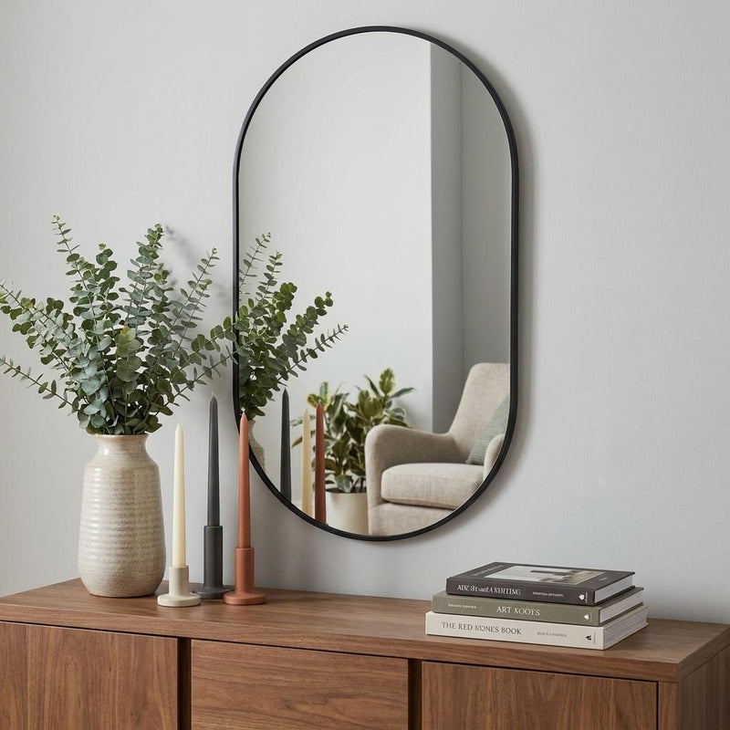 Aluminum Oval Framed Accent Mirror (756093) - Black