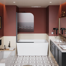 Load image into Gallery viewer, Bohemian Shower Door Bathtub With Tempered Glass And Handle - Matt Black
