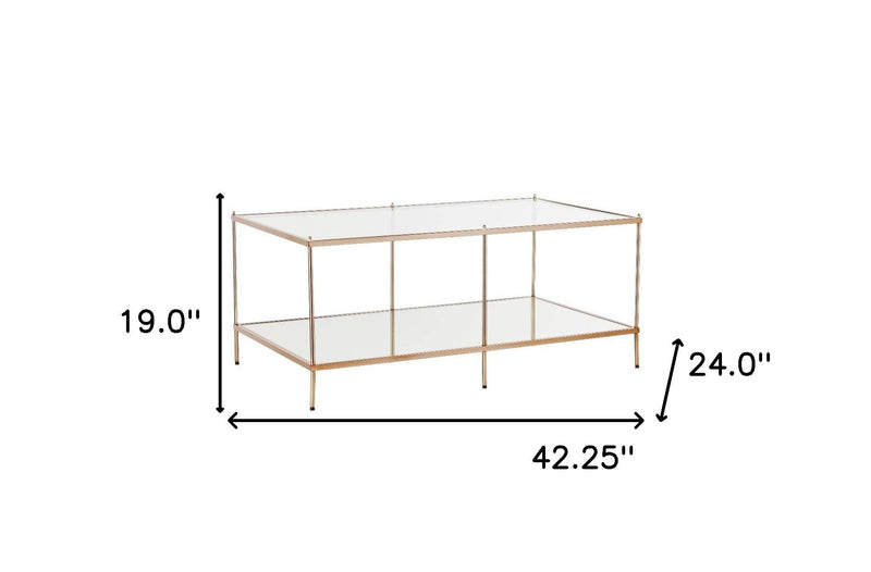Glass And Metal Coffee Table - Clear / Gold