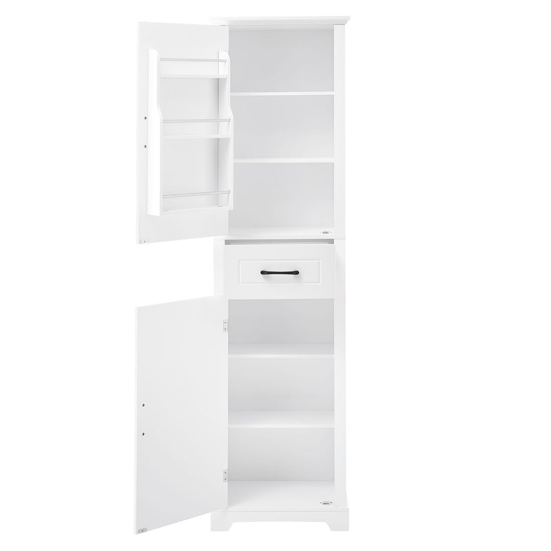 Tall Freestanding Bathroom Storage Cabinet With 2 Doors And Adjustable Shelves