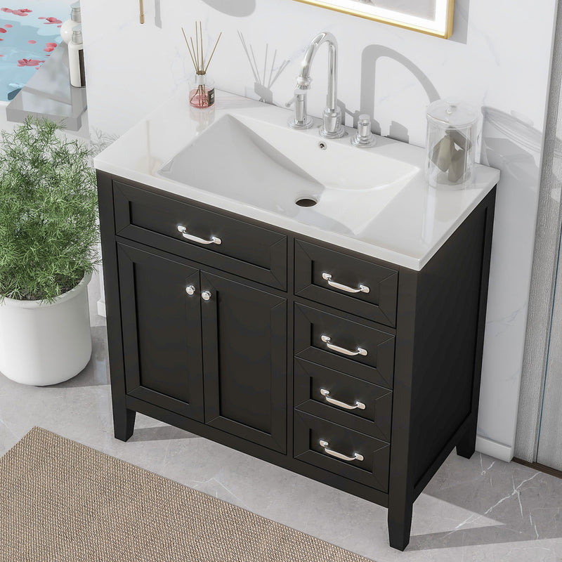 Modern Bathroom Vanity With Sink, Freestanding With Drawers And Doors