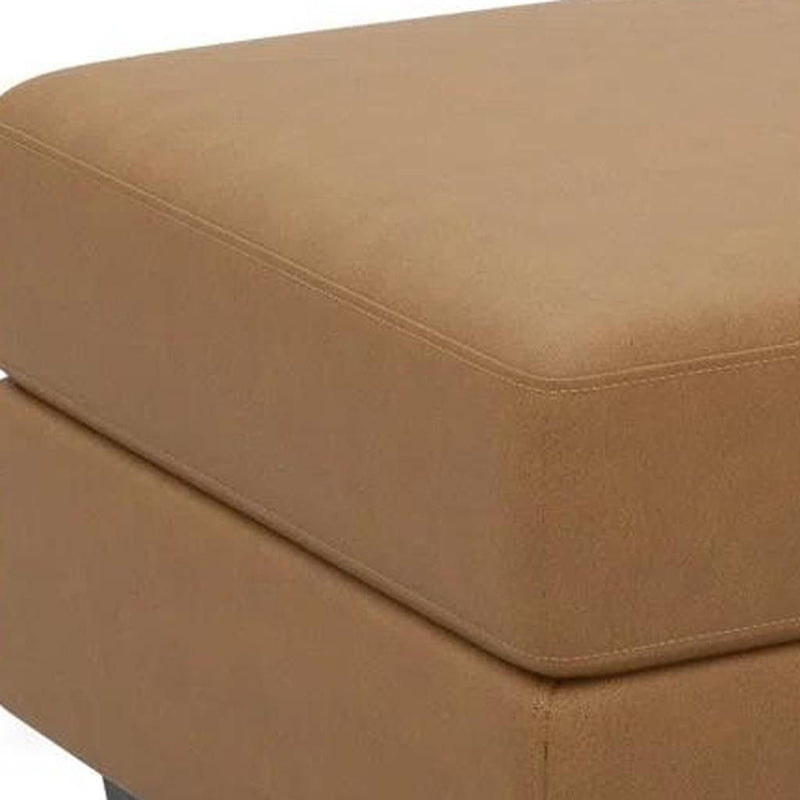 Faux Leather Storage Ottoman - Brown / Black