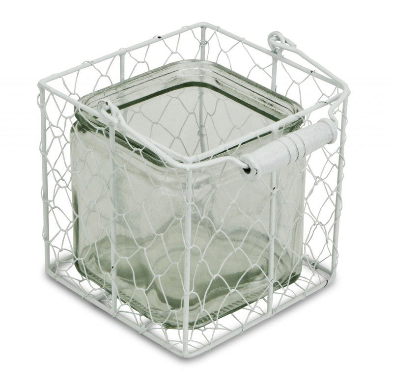 .5 Wire Basket Jar - White / Clear