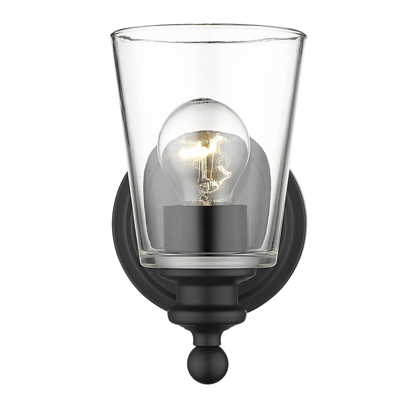 One Light Glass Shade Wall Sconce - Matte Black